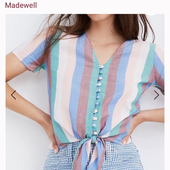 Madewell Agency Tie Front Shirt - Picture 1 of 6